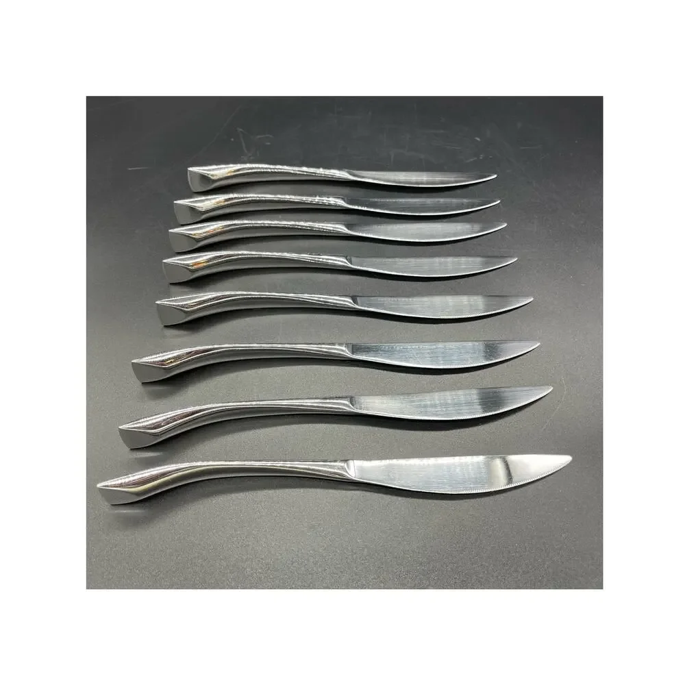 Pottery Barn Set of 8 Knives Heavy Weighted Handle with Unique Shape